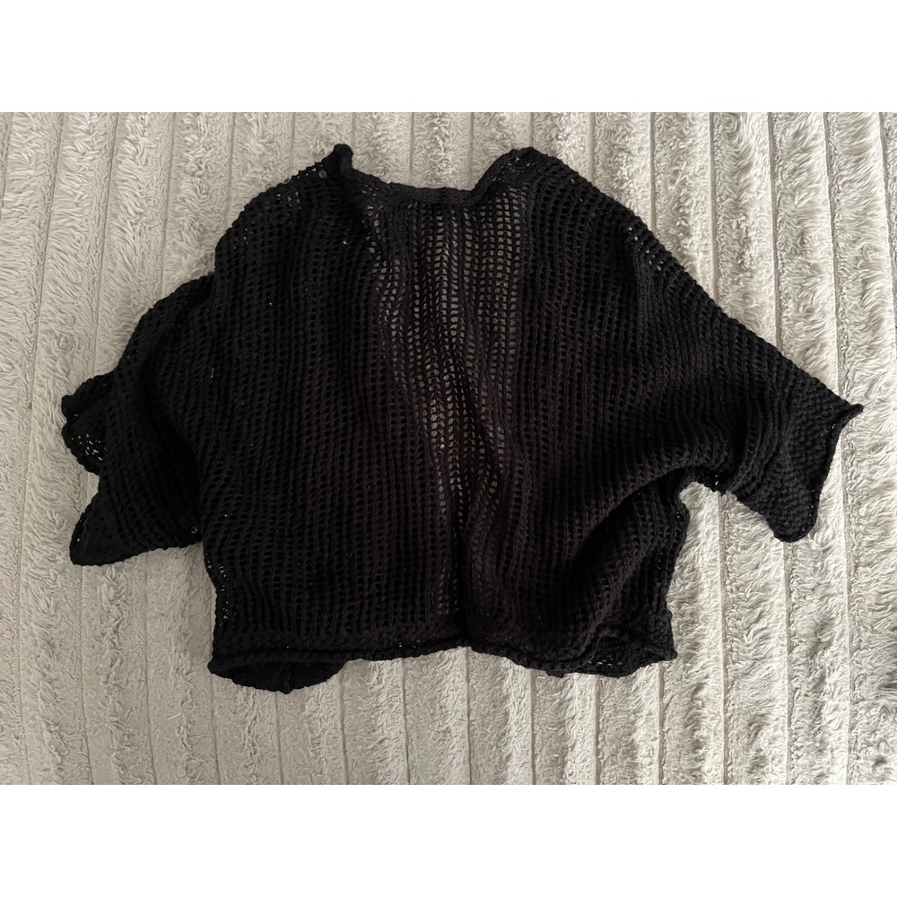 Lane Bryant Black Sequin Open Knit Shrug Cardigan Linen Cotton Plus Size 18/20 - Picture 3 of 4